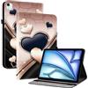 Generico DayQiQiPu Custodia per Apple iPad Air 11 Pollici (M3/M2, 7/6a Gen, 2025/2024) Cover Ribaltabile in pelle PU Motivo a cuore Guscio Portafoglio con Supporto Custodia Multifunzionale, 10