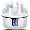 Renimer Cuffie Bluetooth, Auricolari Bluetooth Stereo HiFi, 2026 Cuffie Wireless In Ear con 4 ENC HD, Cuffiette Sport Touch Control, Cuffie Senza Fili con 40H Display LED, Earbuds per Android/iOS White