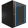 EXTRALINK Rack 19 pollici 12U - Armadio rack 600x600 mm, per montaggio a parete o a pavimento, capacità di carico 60 kg, porta in vetro temperato, apertura porta a 180°, nero