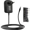 Inajoke Adattatore universale AC-DC 24 V 1 A con 8 connettori DC rimovibili, 5,5 mm x 2,1 mm, protezione di sicurezza contro sovracorrente, sovratensione, cortocircuito, ideale per strisce LED, router