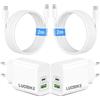 LUOSIKE 60W Caricatore per iPhone 17e 17 Air 16 16e 15 Pro Max Plus, USB-C Caricabatterie per Apples iPad 10/11 Gen A16, 2-Porto USB C/A 40W+20W Alimentatore Rapido Presa Originale con 2M Cavo, 2-Pezzi