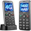 Melefon 4G Telefono per anziani con tasti grandi,Cellulare senza contratto con volume alto,funzione di chiamata SOS e base di ricarica, cellulare adatto agli anziani(Nero)