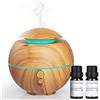 Simpeak Diffusore Atomizzatore di Oil Essenze 180 ml Umidificatore Diffusore di Aromi, 7 Luce LED Connessione USB per Casa e Ufficio Camera da Letto Sala Spa - Marrone Chiaro
