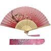 Kibon ventagli pieghevoli, ventagli portatili, ventagli a mano, ventagli in bambù con nappa per regali di compleanno, cosplay, matrimonio, decorazioni per feste (rosa chiaro)