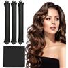 Wekuw 3 Pezzi Arricciacapelli con Sciarpa di Seta Heatless Hair Curler (Nero) | Ferro Capelli Bigodino Lungo per Boccoli Bigodini Morbidi per Dormire Arriccia Capelli per Lo Styling Dei Fai-Da-Te