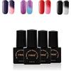VidaRosa PINNI Smalti SemipermanentiGel Termico Camaleonte UV LED Manicure Nail Art Salon, Set 4 Colori, Bianco e Nero, Glitter Viola Blu, Rosso Viola, Rosso Rosa, 5 ML/PC
