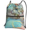 KWQDOZF Zaino con cerniera e coulisse con mappa del mondo dei cartoni animati: des