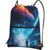 KWQDOZF Zaino con cerniera e coulisse del futuro della fantascienza: design versat