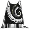 KWQDOZF Note musicali Tasti del pianoforte Borse con coulisse Zaino con coulisse B