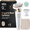 Braun Silk-Épil 9 Flex Epilatore Elettrico Donna, Accessori, 9-071 3d Oro | SkinSpa, Testina Flessibile a 360° per Epilazione Semplice, Impermeabile, Batteria Ricaricabile, Pelle Liscia a Lungo