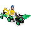 FANTASK Trattore a pedale a partire dai 3 anni, rimorchio e pala per tomba | Trattore per bambini come escavatore da sedile con accessori rimovibili, robusto giocattolo per esterni per giardino e