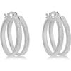 Tuscany Silver Orecchini creoli doppi da 18 mm in argento sterling placcato rodio effetto stardust