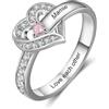 kaululu Anello Personalizzato da Donna Argento 925 con Nome, Anello Cuore e Pietra Portafortuna per Mamma, Nonna, Moglie, Regalo per Festa della Mamma, Natale, Compleanno