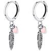 MARLION JEWELS Orecchini cerchio da donna in argento 925 con piuma e mini cuore. Set Orecchini da donna cerchio con finitura in argento sterling o oro 18 carati ideali per regalo... Gioielli