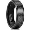 King Will GENTLEMAN - Anello da uomo in carburo di tungsteno nero, 8 mm, con inserto in fibra di carbonio, vestibilità comoda