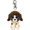 TY - Anello Porta Chiavi di Peluche - Beanie Boos Clips - Cane - Muddles - Marrone e Bianco con Macchie - Occhioni Azzurri Glitter - Il Peluche con Gli Occhi Grandi Scintillanti - 12 Cm - 35245