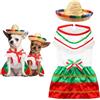 Bulyoou Costume da Mariachi messicano per cane da compagnia messicana, vestito messicano e sombrero, per chihuahua, gatto, festa dell'indipendenza del Messico, feste a tema Día De Los Muertos (S