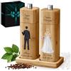 Maverton Set Macinasale e Macinapepe in Bambù Personalizzato | Saliera e Pepiera per Cucina, Macinini con Base per Coppia, Regalo Anniversario Matrimonio