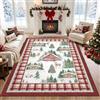 TUKDAK Tappeto natalizio rosso, grande, 120 x 180 cm, lavabile, antiscivolo | Tappeto natalizio a pelo corto, per soggiorno, stile boho, per camera da letto, sala da pranzo, cameretta dei bambini