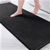 Exclusivo Mezcla Tappeto da bagno chenille, assorbente e morbido, 60x180 cm | Asciugatura rapida, Lavabile in lavatrice, Morbido, Confortevole, Doccia, Cucina, Soggiorno, Decorazione, Nero