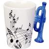 eKsdf Tazza da caffè in ceramica, motivo: note musicali, in porcellana, con manico a tromba, divertente tazza da tè (tipo 1 (280 ml))