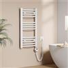 EMKE Scaldasalviette Elettrico per Bagno 75 x 40 cm, Bianco, 250 Watt | Radiatore Curvato con WIFI Termostato, Scaldasalviette Elettrico, Supporto Porta-Asciugamani