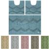 Olivo Tappeti OLIVO.shop Set Tappeti Bagno 3 pezzi in Cotone, Antiscivolo PARURE TRILOGY | Tappetini Bagno Antiscivolo, Lavabile, Diversi Colori Disponibili, 100% Cotone, Spessore: 5 mm, BLU