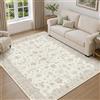 INOVADAY Tappeto Lavabile Boho 120x170 cm Beige da Soggiorno | Camera da Letto, Cucina, Vintage, Sala da Pranzo, Pelo Corto, Antiscivolo, Corridoio, Stampa, Morbido, Facile da Pulire