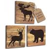 Home Rustique HomeRustique - Decorazione rustica da parete in vero legno con orso, cervo e alce (set da 3), decorazione rustica da parete per casa, capanna di tronchi, tema caccia, baita di montagna o bagno,