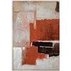 DRW Quadro su tela con astratto in legno con cornice in rosso, grigio e nero, 80 x 3,7 x 120 cm