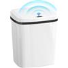 HOMCOM Pattumiera da Cucina Automatica fine 15L in PP, Doppia modalità di Apertura, pattumiera con sensore di Movimento Senza Contatto, Anti-Traccia, Funzionamento a Batteria, Bianco