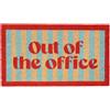 Fisura - Zerbino ingresso casa "Out of the office" in cocco con base antiscivolo in PVC, tappeto rosso e blu dipinto a mano, zerbino divertente per l'ingresso casa, 70 x 40 cm