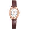 JewelryWe Orologio da Donna Quadrante Ovale: Orologio Analogico Piccolo Rigido Bracciale Cinturino in Pelle Idee Regalo per lei