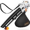 Vonhaus Soffiatore Aspiratore Trituratore Elettrico 3000 W 3 in 1 con Cavo | Soffiatore Foglie per Giardini, Grondaie, Vialetti, Velocità 270 km/h, Sacco di Raccolta da 35 L, Tracolla e Ruote