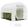 Outsunny Serra film con 4 finestre e porta 3x2x2m Bianco | Pareti laterali, tunnel film UV, serra pomodori telaio acciaio galvanizzato