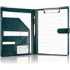 Vexnaro Cartella portadocumenti A4 in con portablocco e blocco note,Chiusura Magnetica, in Pelle PU con Scomparti per Documenti, Portapenne per Ufficio Scuola Riunioni e Agenda Formato (Verde scuro)