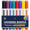 Smart Panda 8 Pennarelli per Lavagna Bianca Cancellabile - Punta Grossa a Proiettile, Subito Asciutti, Presa Facile per Bambini, Inchiostro Atossico Inodore - Set da 8 Colori Assortiti