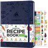 Clever Fox Libro di ricette - Crea il tuo libro di cucina familiare - agenda vuota per scrivere le ricette - grande formato 21,6 x 28,4 cm, copertina rigida, blu scuro