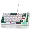 Merkloos Tastiera meccanica da gaming, cablata, con layout ridotto al 75%, compatibile con switch intercambiabili, illuminazione RGB, switch rossi, 82 tasti, materiali PBT, design compatto, tecnologia NKRO