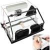 Generico Contenitore polvere macinazione chiuso a 2 fori con luce LED e ventola | Scatola antipolvere con coperchio acrilico trasparente,armadio antipolvere funzionamento con guanti, for molatura,lucidatura