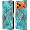 Head Case Designs Custodia a portafoglio con licenza ufficiale Nature Magick Teal Mermaid in pelle color oro rosa marmo, compatibile con Apple iPhone 17 Pro Max