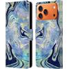 Head Case Designs Custodia a portafoglio in pelle effetto marmo con motivo sirena blu, con licenza ufficiale, compatibile con Apple iPhone 17 Pro Max
