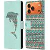 Head Case Designs Custodia a portafoglio in pelle con motivo delfino e sagome di animali, compatibile con Apple iPhone 17 Pro Max