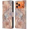 Head Case Designs Custodia a portafoglio in pelle con effetto marmo oro rosa, con licenza ufficiale Nature Magick, con sirena, bronzo, compatibile con Apple iPhone 17 Pro Max