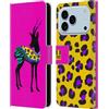 Head Case Designs Custodia a portafoglio in pelle con motivo gazzelle e sagome di animali, compatibile con Apple iPhone 17 Pro