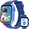 PTHTECHUS Smartwatch per Bambini, Orologio GPS Bambini, Chat Video Vocale, Blu | WIFI/Ricezione SMS SOS Pedometro, Modello di Classe Sveglia Orologio per Bambini, Regali di Natale Bambino Dai 4 Anni in Su