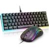 RedThunder Tastiera e mouse da gioco 60% RGB, tastiera mini tastiera retroilluminata ultra compatta, mouse ottico cellulare leggero 7200 DPI, set portatile con cavo da gioco per PC e PS5 (contorno