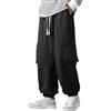 Drivstraw Pantaloni cargo da uomo, taglie forti, vestibilità ampia, multitasche, con elastico in vita e coulisse, per casual, palestra, sport, pantaloni neri, 2XL-10XL