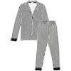 JADEA Pigiama Donna in Modal, Giacca Aperta con Collo a Rever, Fantasia Righe, Dettagli in Pizzo