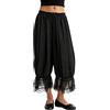 NUFIWI Donne Y2k Pizzo Trim Pantaloni Smock Elastico in Vita Lungo Bloomers Pant Increspature Ritagliata Lounge Pigiama Pantaloni Corti Slip